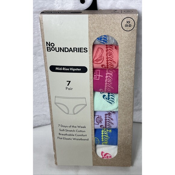 No Boundaries Mid-Rise Hipster 7 Pair Days of the Week Multi Size XS 0-2 NEW - Picture 1 of 5